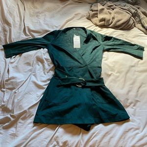 BNWT ZARA EMERALD GREEN ROMPER